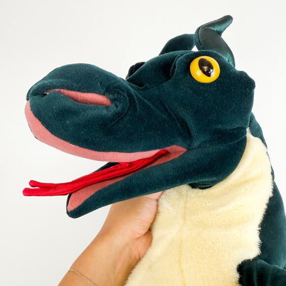 Folkmanis Folktails Hand Puppet Winged Dragon Teal Bout Movable Tongue - Picture 5 of 9